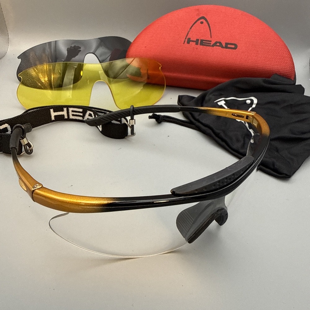 HEAD Racquetball Goggles Scratch Resistant Protective w/2 extra lens & 2 Cases